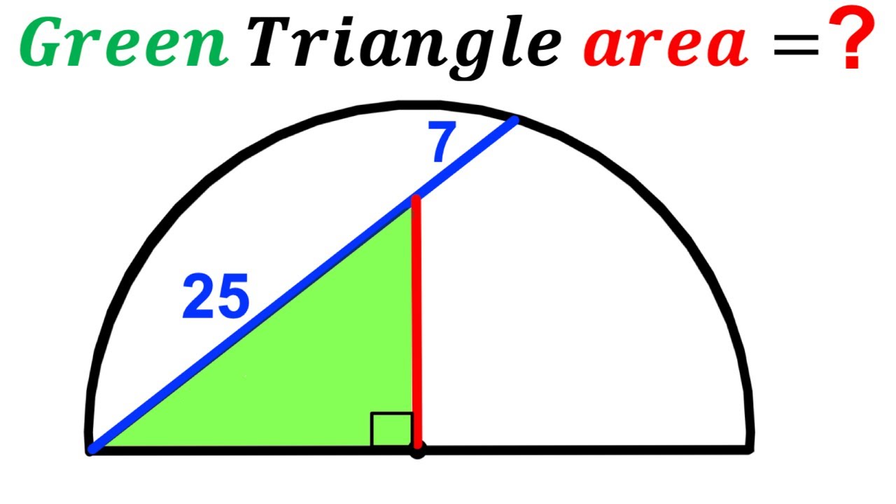 Can you find area of the Green Triangle? | (Semicircle) | #math #maths | #geometry