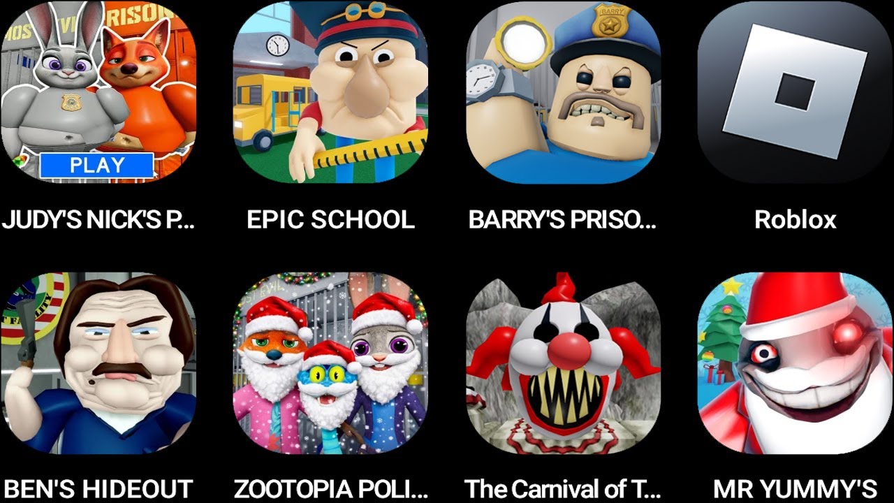 JUDY'S & NICK'S PRISON,EPIC SCHOOL,BARRY'S PRISON RUN,Roblox,BEN'S HIDEOUT,ZOOTOPIA POLICE FAMILY...