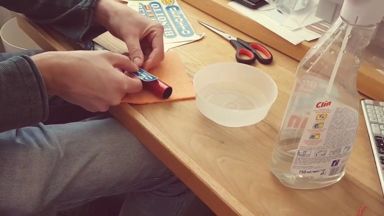 Instaling waterslide decal on bicycle