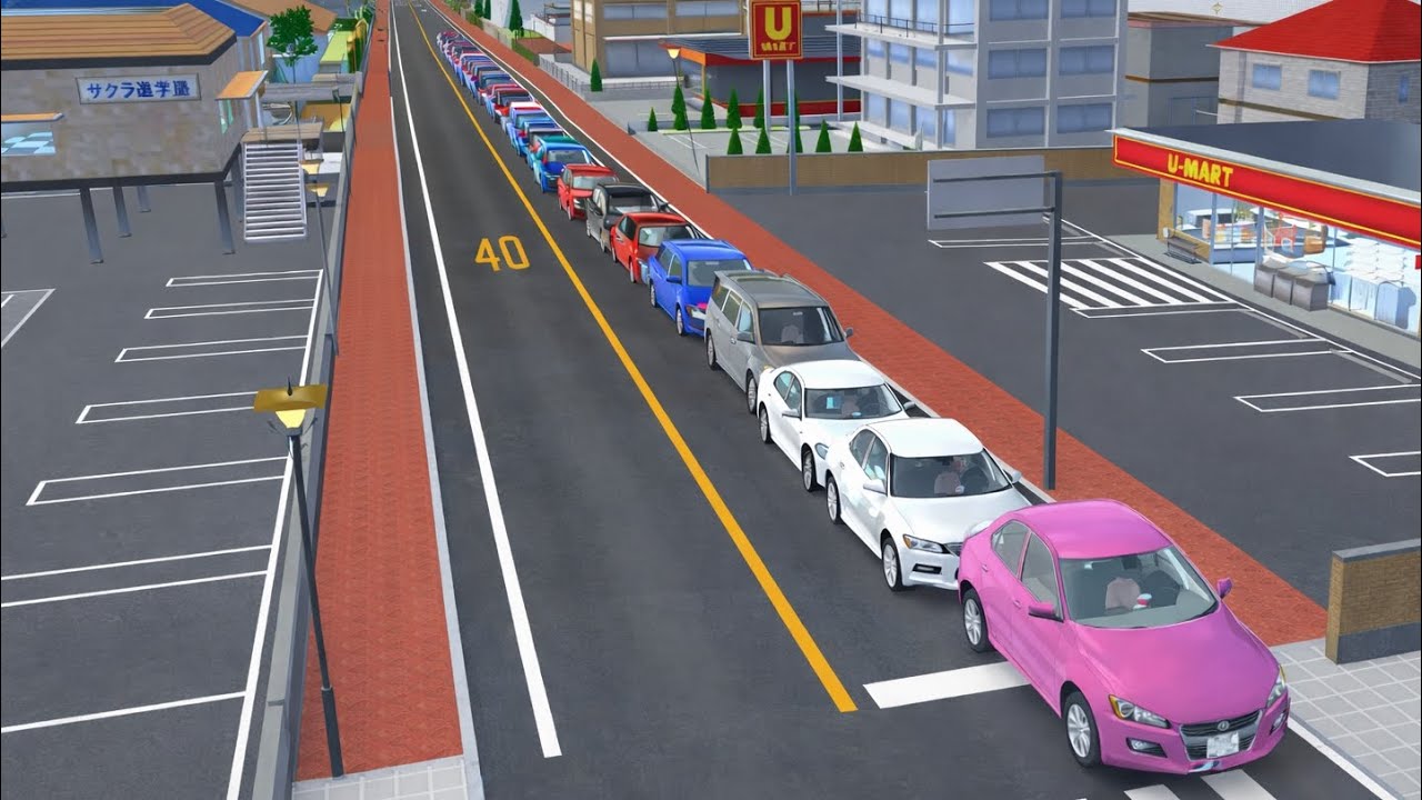 Make a Line with Cars 🚗🚙🚑🚒| Sakura School Simulator 