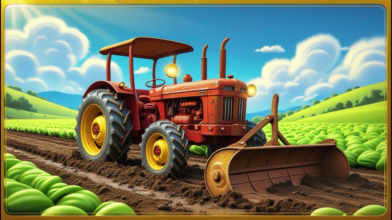 Old Red Tractor, Plowing the Land | Farmyard Song for Kids