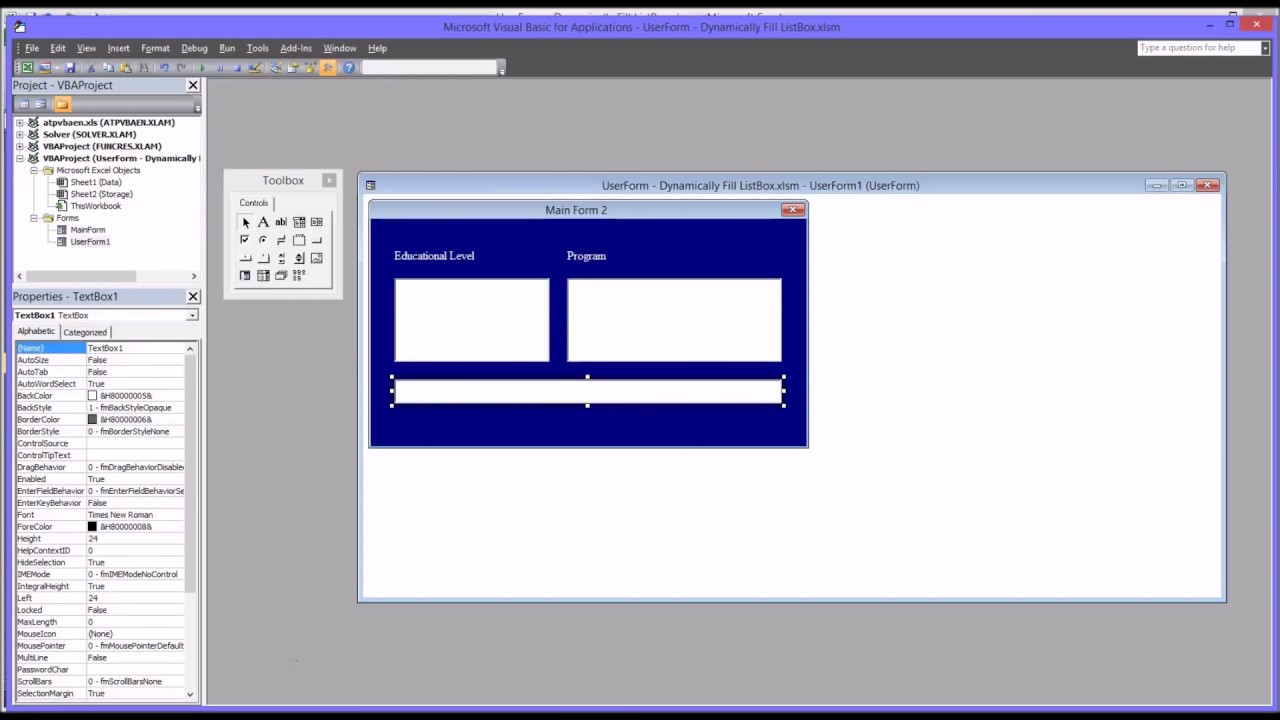 Dynamically Fill ListBox on Excel VBA UserForm