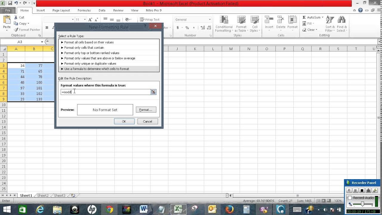 Highlight odd or even numbers in Excel