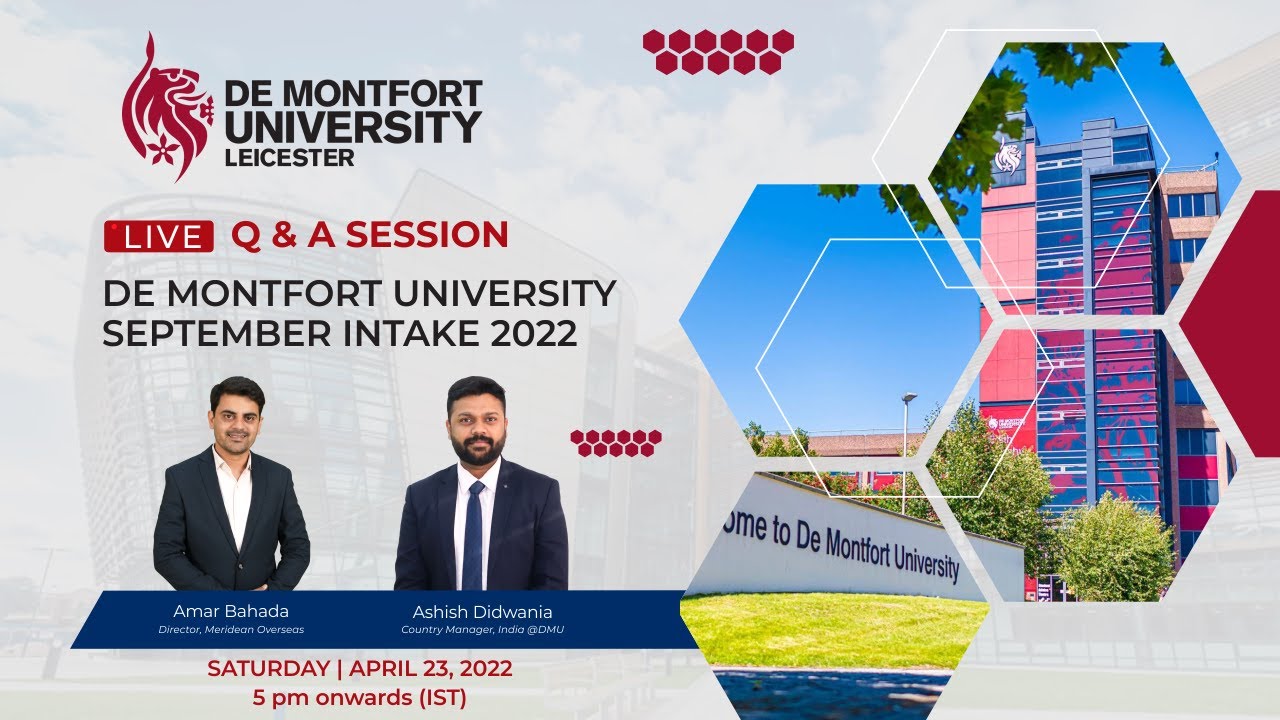 De Montfort University | September intake | Live Q&A session | Meridean Overseas | Study in Uk 2022