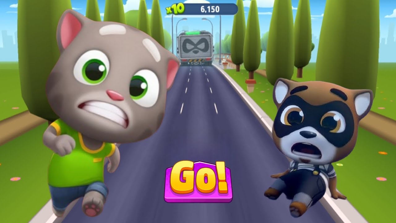 Talking Tom Gold Run Game - Talking Tom vs Raccoon Boss Fight | Neon Rush | Funny Race Competition 🔥