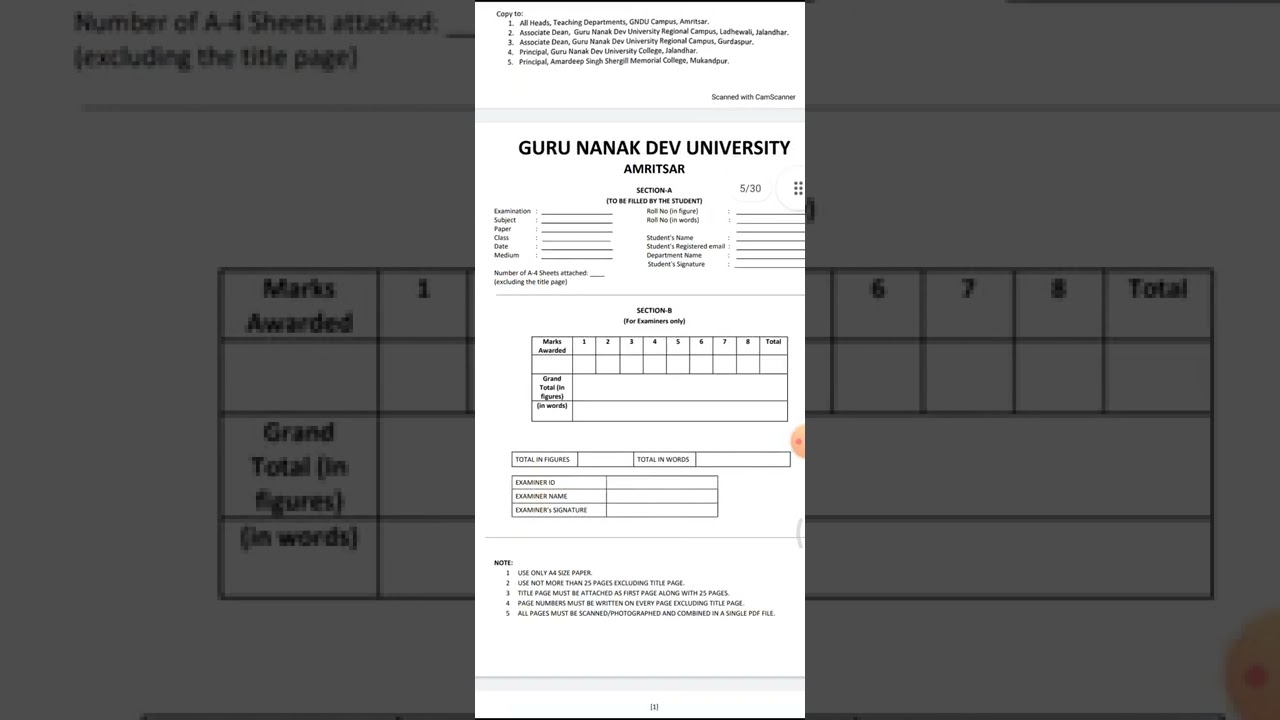 Gndu online exam date announce | New instruction for gndu exam 2022 #shorts