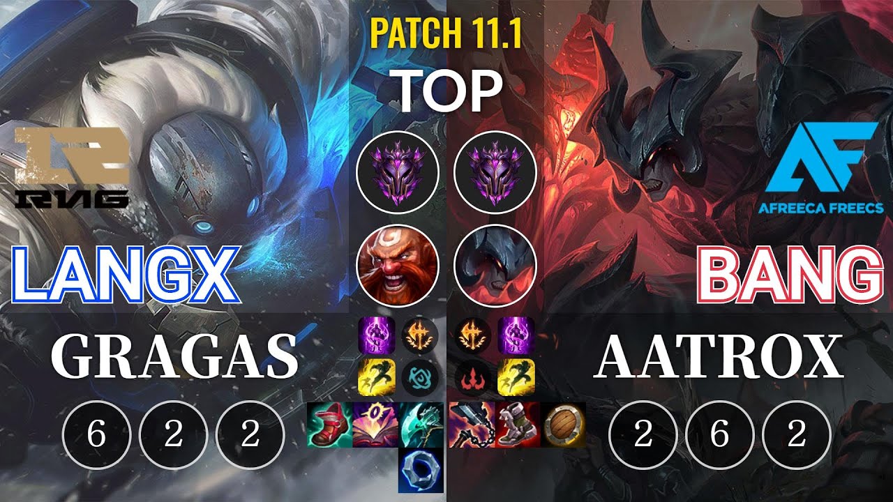 RNG Langx Gragas vs AF Bang Aatrox Top - KR Patch 11.1