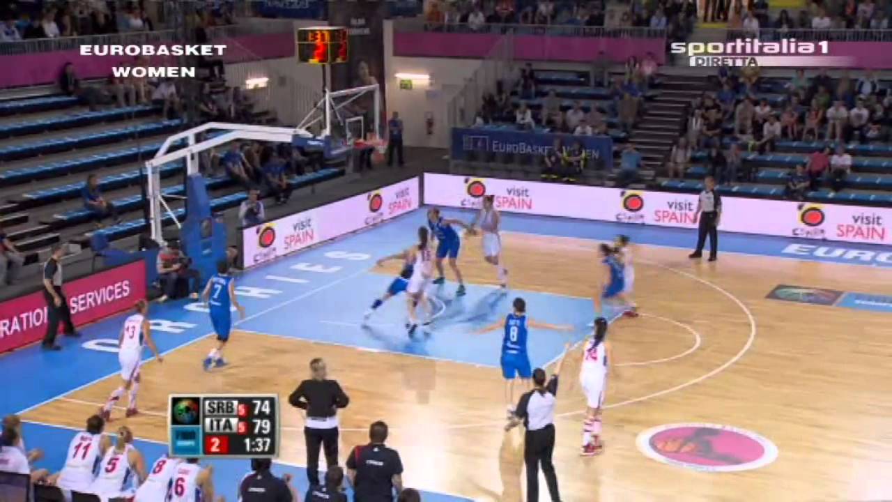 Amazing 3pt shot of Milica Dabovic (Euro2013-Italy vs Serbia 79-85)