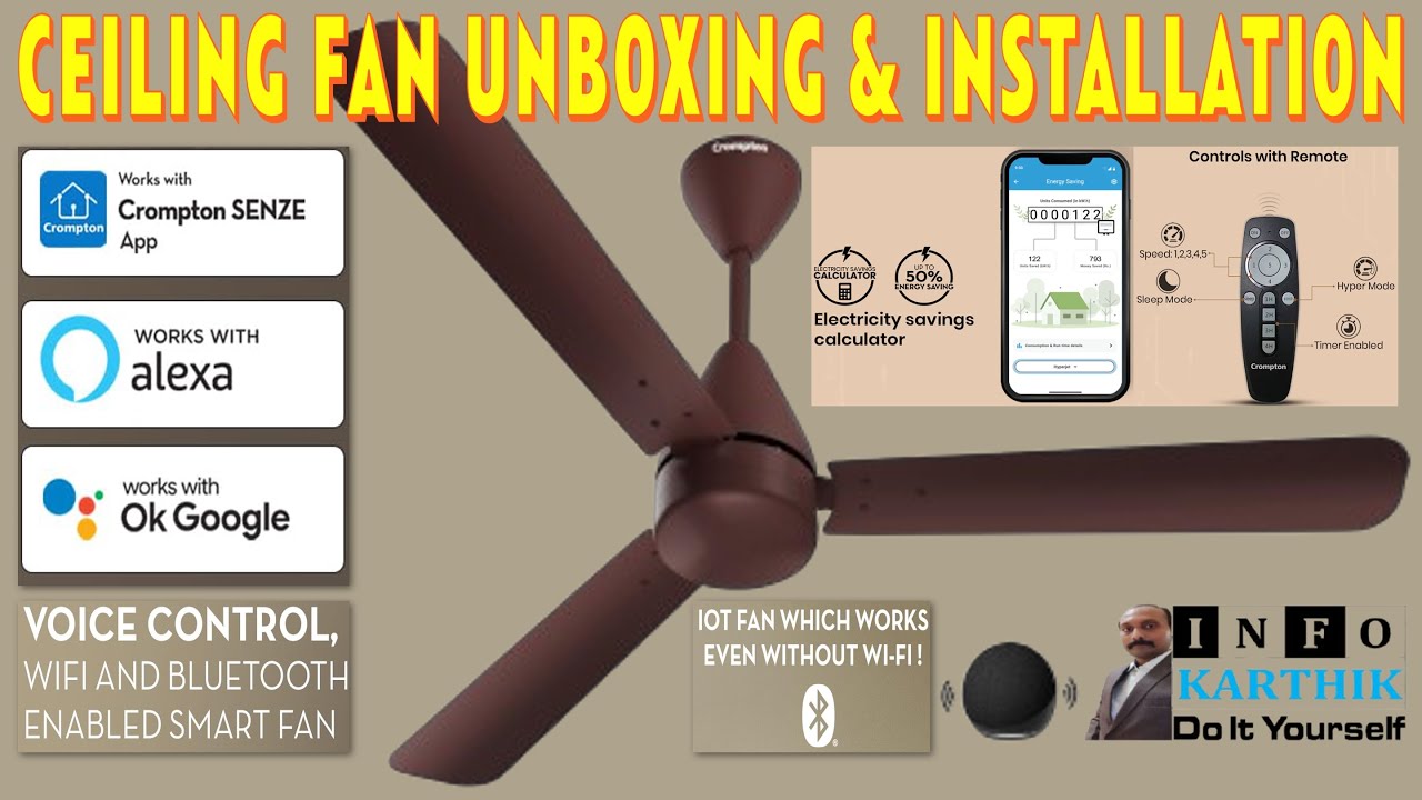 BLDC CEILING FAN UNBOXING AND INSTALLING (CROMPTON ENERGION HYPERJET) @infokarthik #fan #ceilingfan