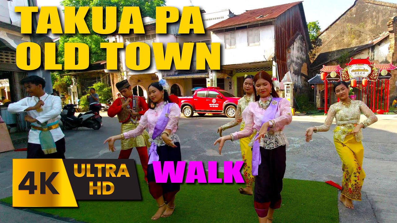 [4K UHD] Takuapa Old Town Sunday Market #walk #thailand #thaifood