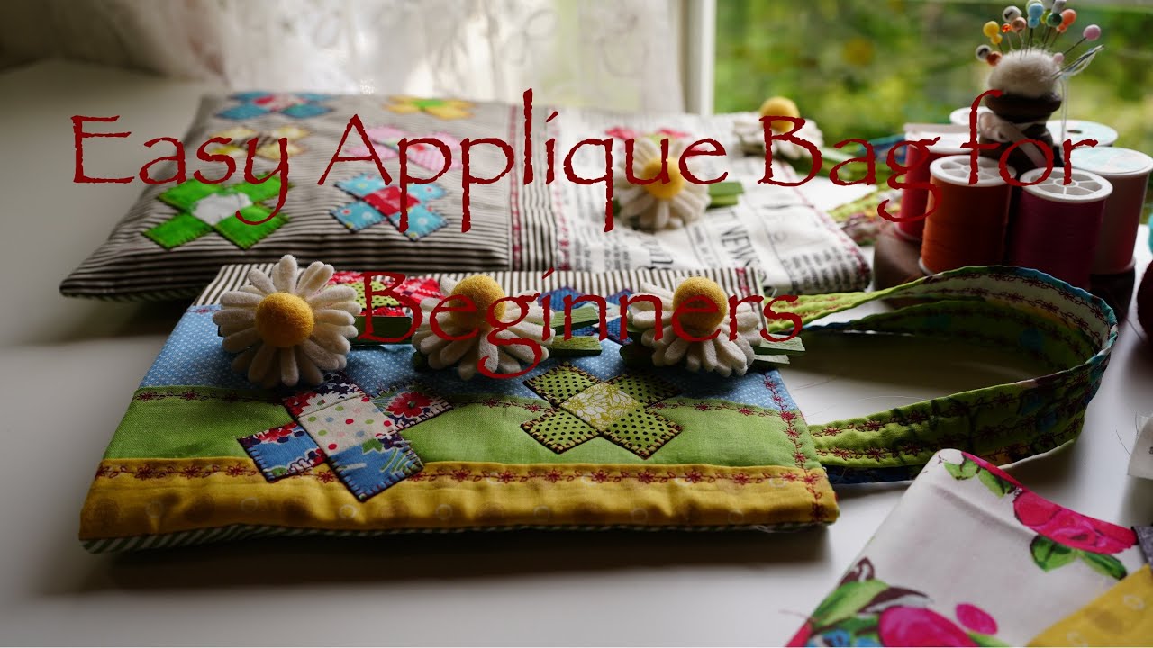 初心者のための簡単アップリケ鞄/size/24cmx18cmx1cm//36cmx26cmx0.5cm　/Easy applique bag for beginners