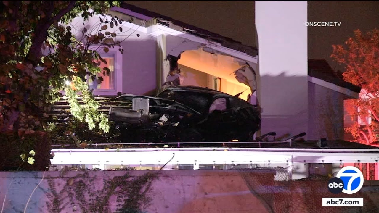 Car crashes into roof of home in Chino