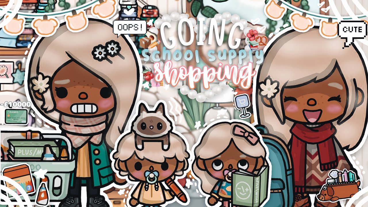 Going *chaotic* school supply shopping *voiced* 🧸🥝🥨🧿🍓🦜🌺🐾🍒🪽🎧 #tocaboca #roleplay #schoolsupply #yt 