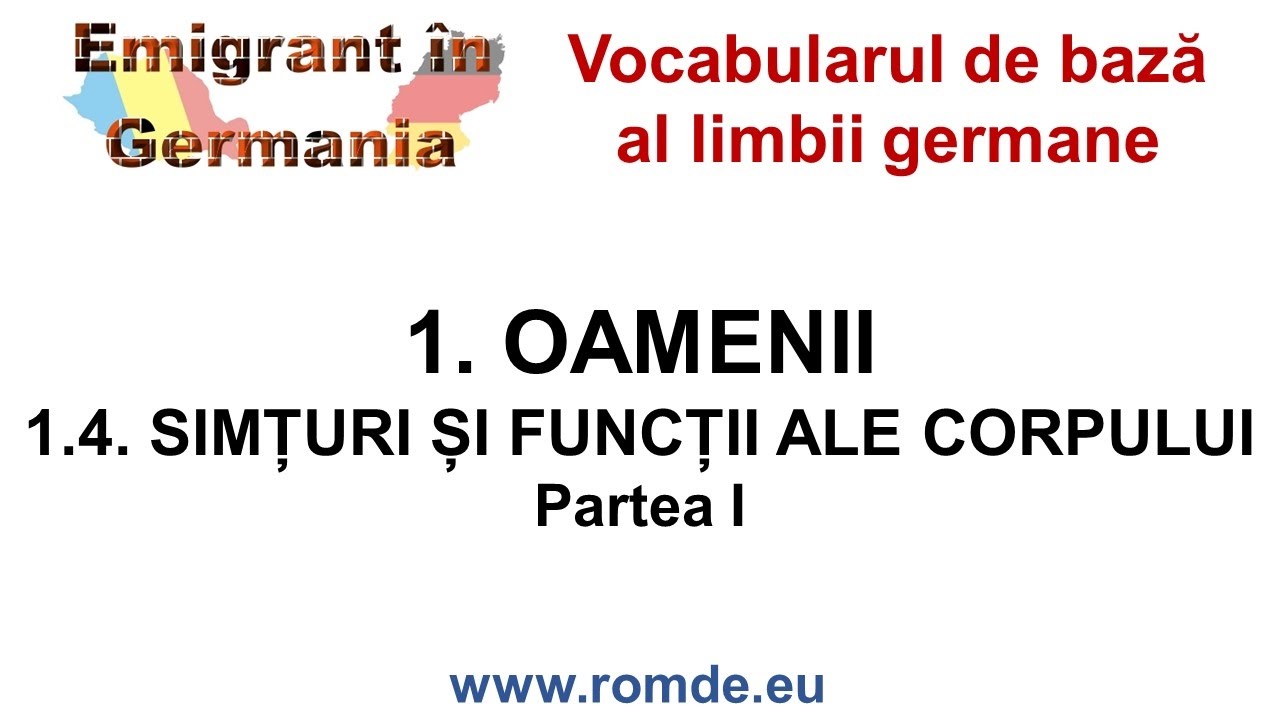 Vocabularul limbii germane -14 Sinne und Koerperfunktionen-Simturi si functii ale corpului-I