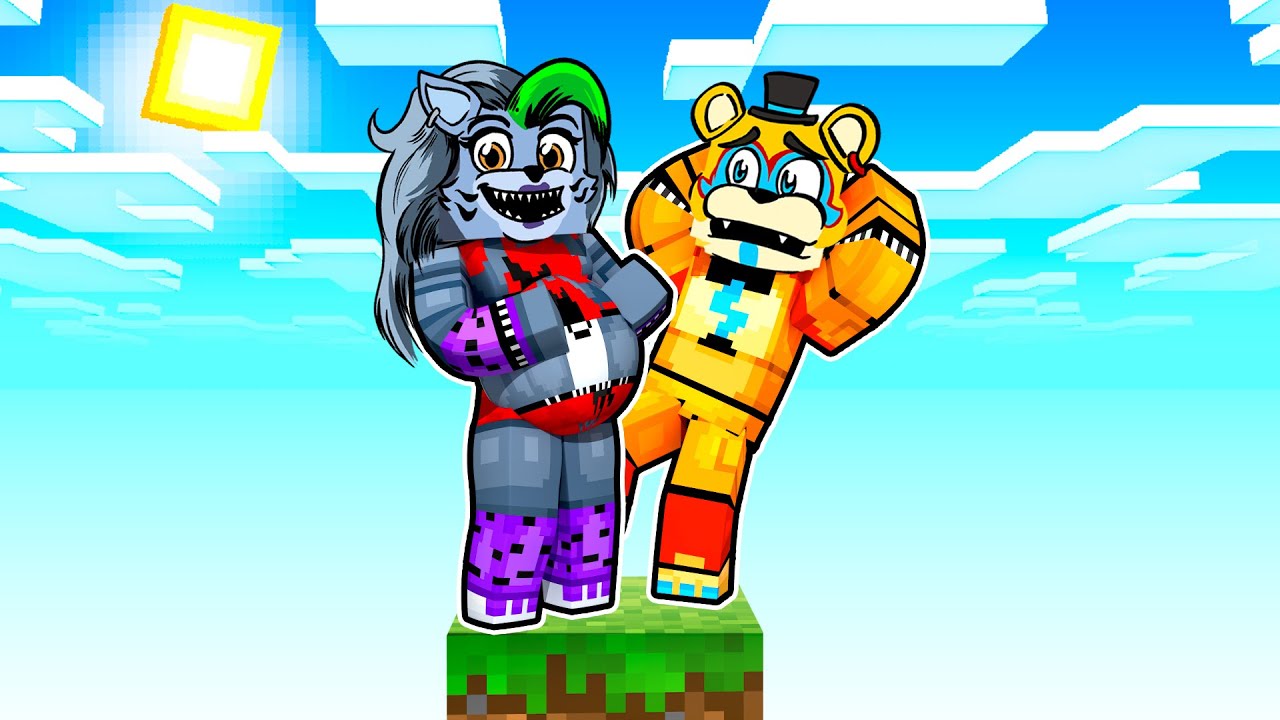 One Block Skyblock with Roxanne Wolf and Glamrock Freddy