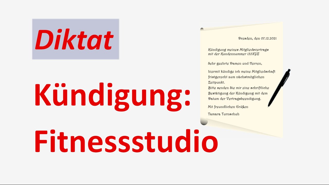 Lerne Deutsch (B1-B2) mit einem Diktat: Kündigung, Fitnessstudio