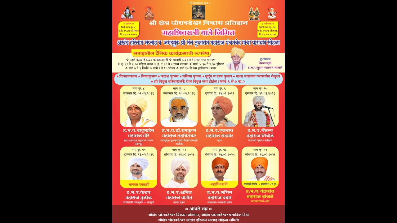 श्री क्षेत्र घोरावडेश्वर विकास प्रतिष्ठान आयोजित अखंड हरिनाम सप्ताह वर्षे ४५ वे