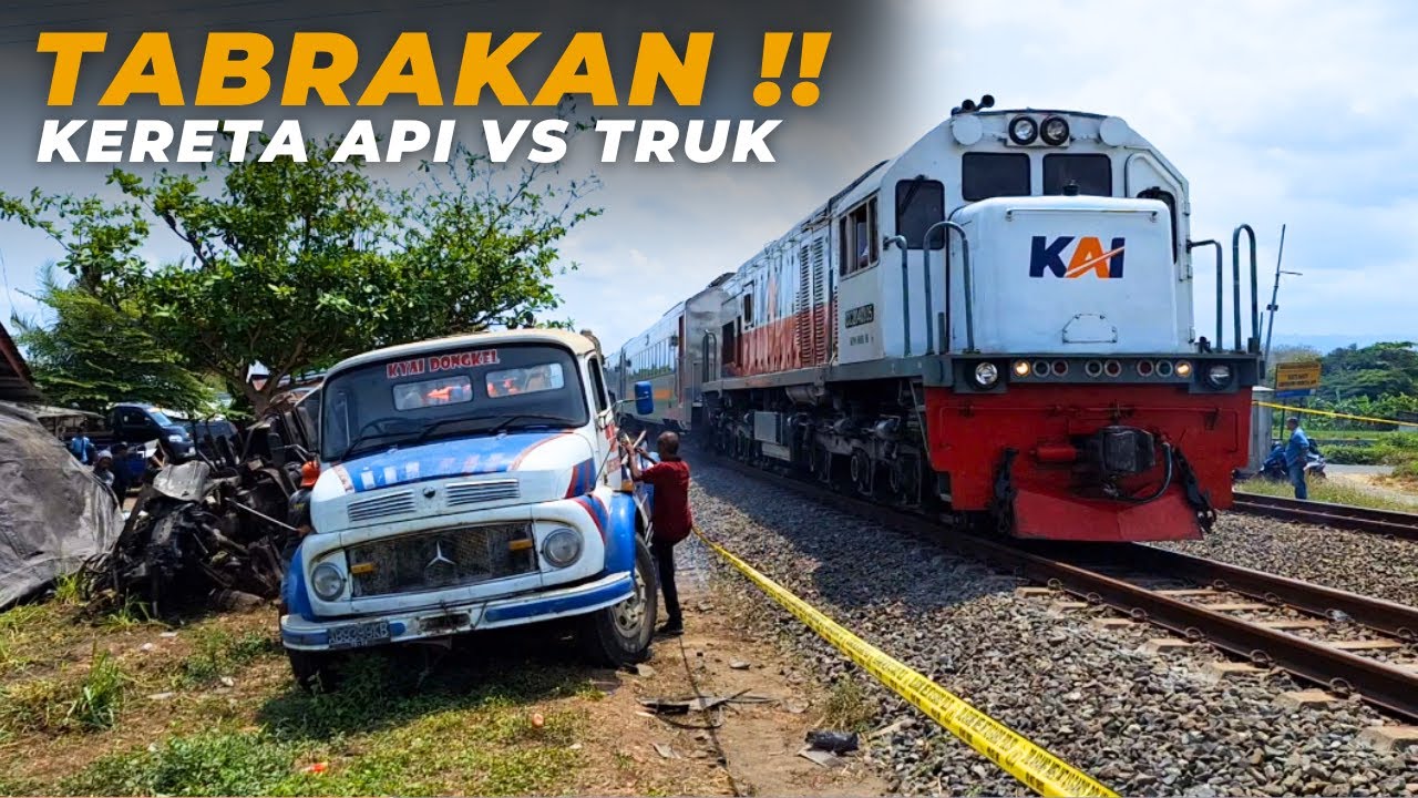 TRUK HANCUR!! TABRAKAN KERETA API TAKSAKA DI PERLINTASAN JPL 714 SEDAYU BANTUL