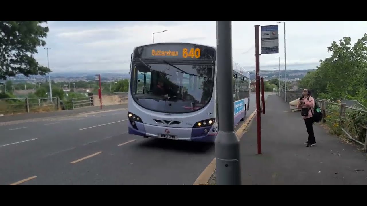 CYARON First Bradford Bus Route 640 to Fleet 69576 DB13 OHR Wright Eclipse Urban 2 - Volvo B7RLE (1)