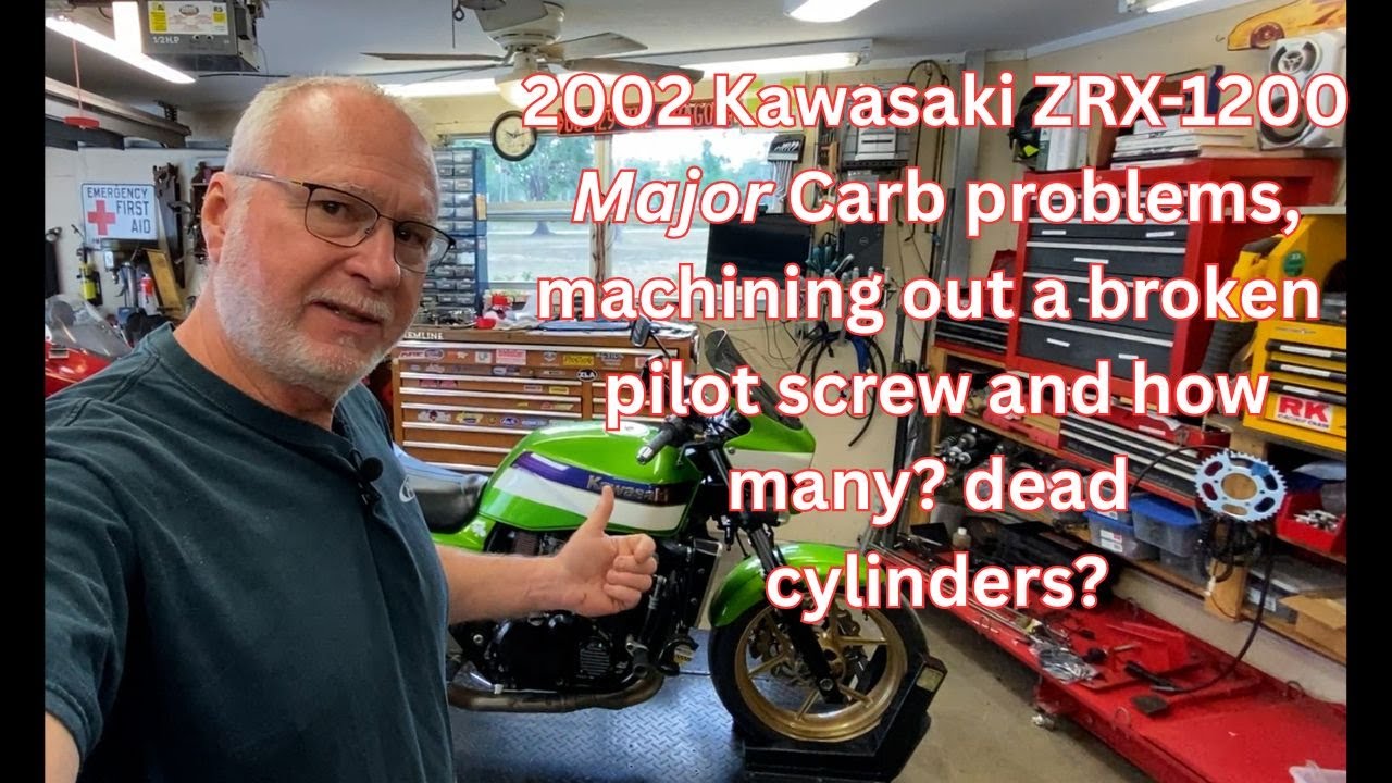 Kawasaki ZRX-1200, machining out a broken pilot screw tip! Ignition issues! And more! Video #1.