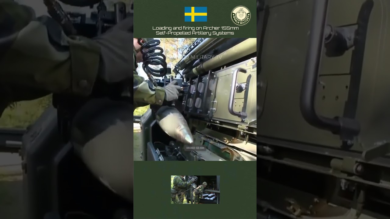 Loading and firing on Archer 155mm Self-Propelled Artillery Systems  #military #defence