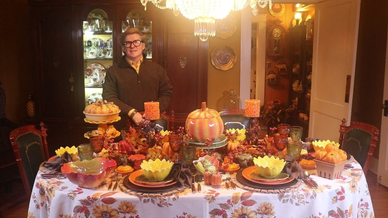 Autumn Sunflower Pumpkin Tablescape - Fall Table Setting