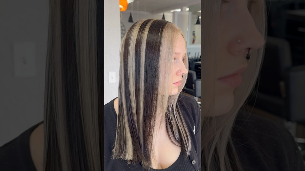 Y2K chunky highlights #utahhairstylist #y2khair #westjordanutah #hairtok