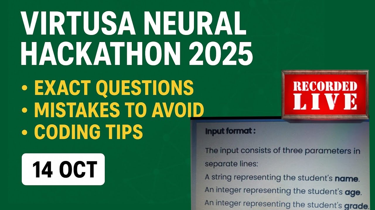 Virtusa Neural Hackathon 2025 — точные вопросы, ошибки, которых следует избегать, и анализ экзаме...