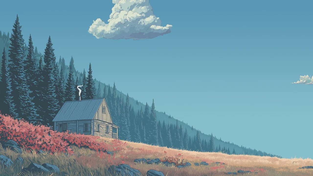 cozy mountain cabin with lofi music | peaceful background ambience for relaxation