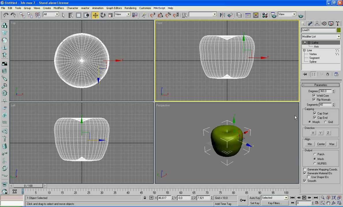 Создание яблока в 3D-Max