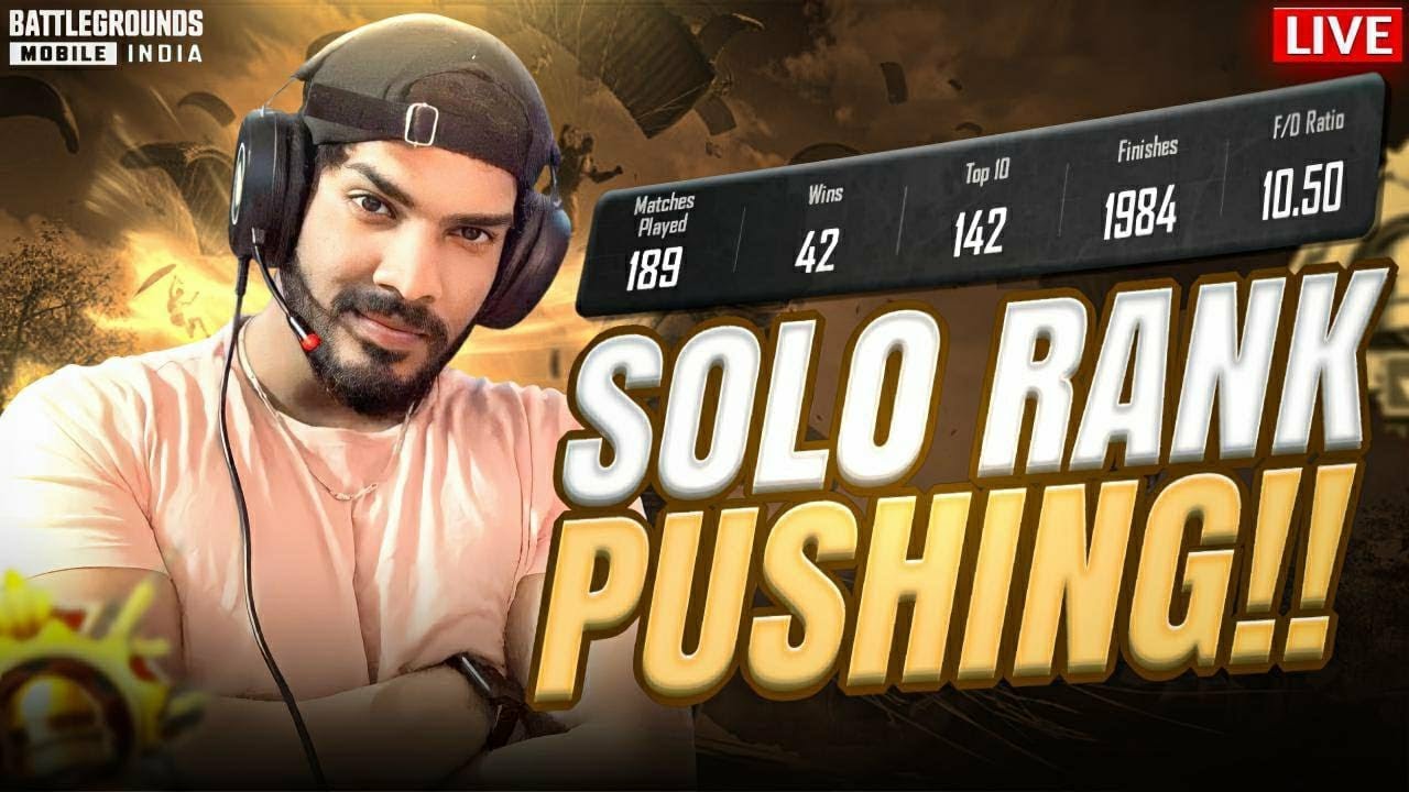 SOLO TOP 1 RANK PUSH😎 | BGMI SOLO CONQUEROR RANK PUSH LIVE 