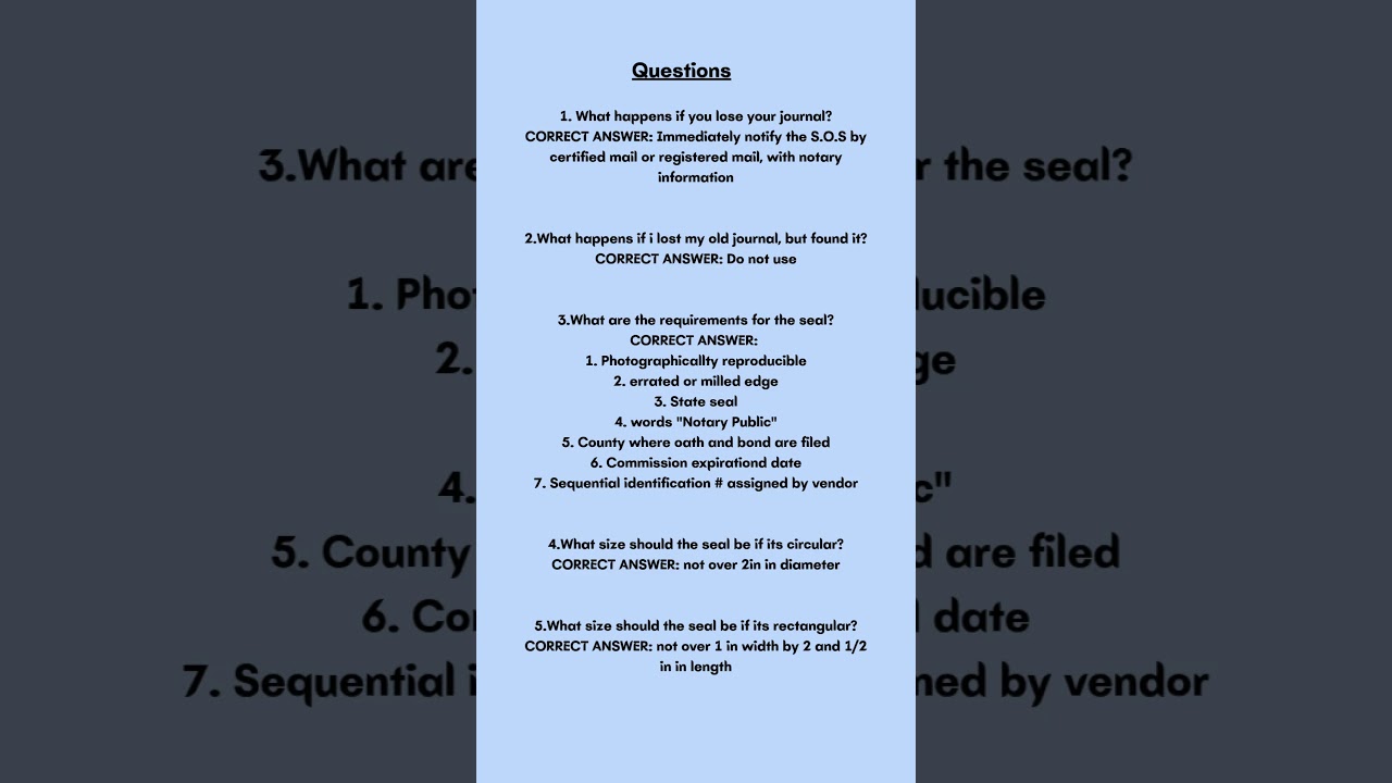 Notary Public Exam 2025 Questions and Answers
