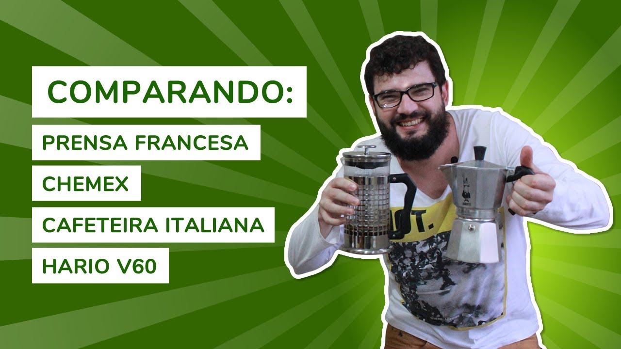 Diferença do Café Preparado na V60, Chemex, Prensa Francesa, Cafeteira Italiana