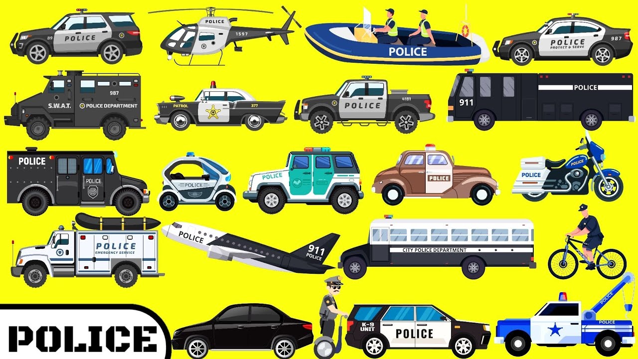 Types of Police Vehicles|Emergency Vehicles|Police Car|Police Motocycle|Helicopter#police #policecar