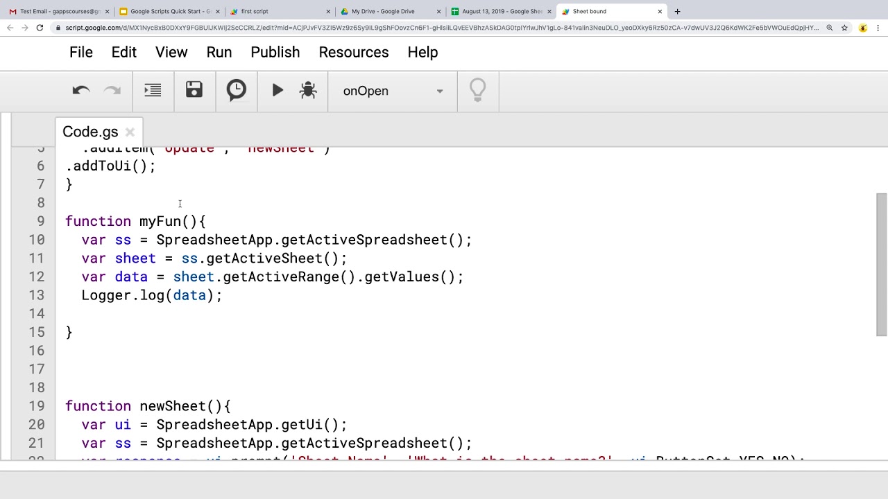 Google Apps Script Code Example 13 Copy Sheet Data to New Sheet