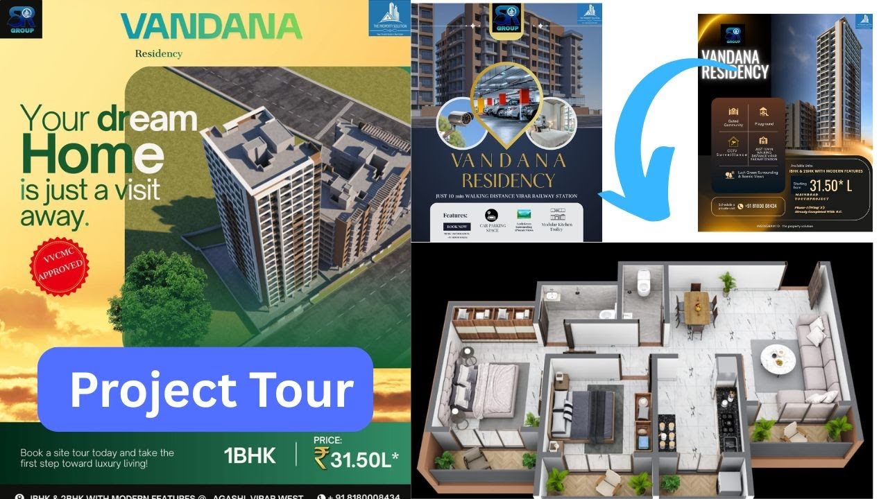 1 BHK & 2 BHK Flat in Virar West | Vandana Residency Project Tour#realestate #virarflats #virar