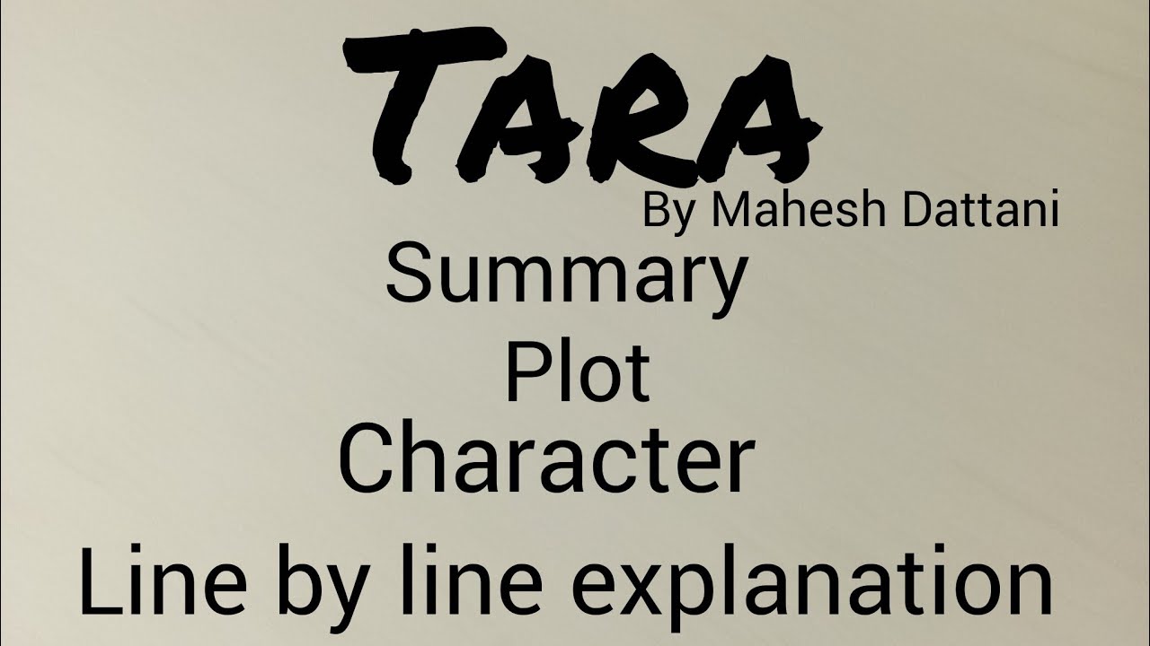 Tara by Mahesh Dattani line by line explanation 