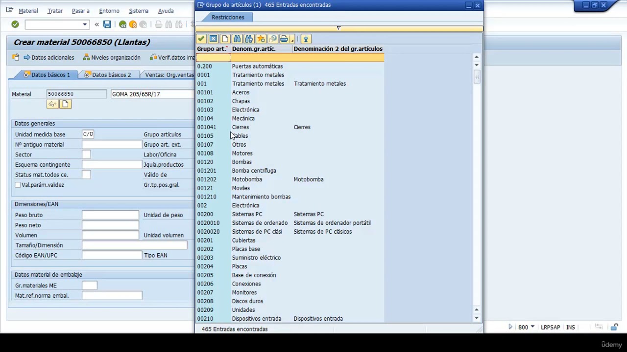 CREAR CÓDIGO DE MATERIAL EN SAP.