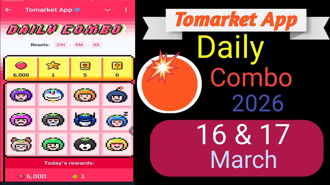 TOMARKET New Update Today | 16 & 17 March  Tomarket Combo Today | New Update To Market |
