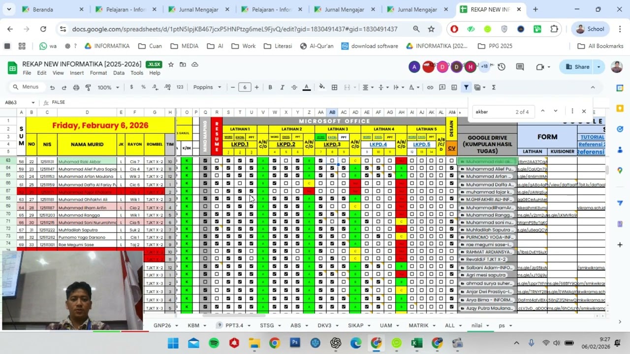 Latihan Excel 5 - Bagian 3 (IF Logika Tabel Daftar Nilai Otomatis) | msaefulah.id