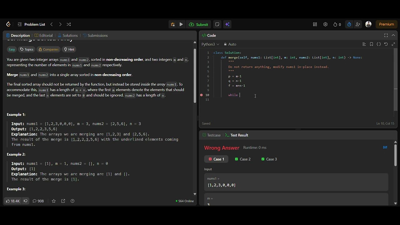 Day 3 | Merge Sorted Array (LeetCode 88) | Easy | DSA Journey 9/1000 | Python