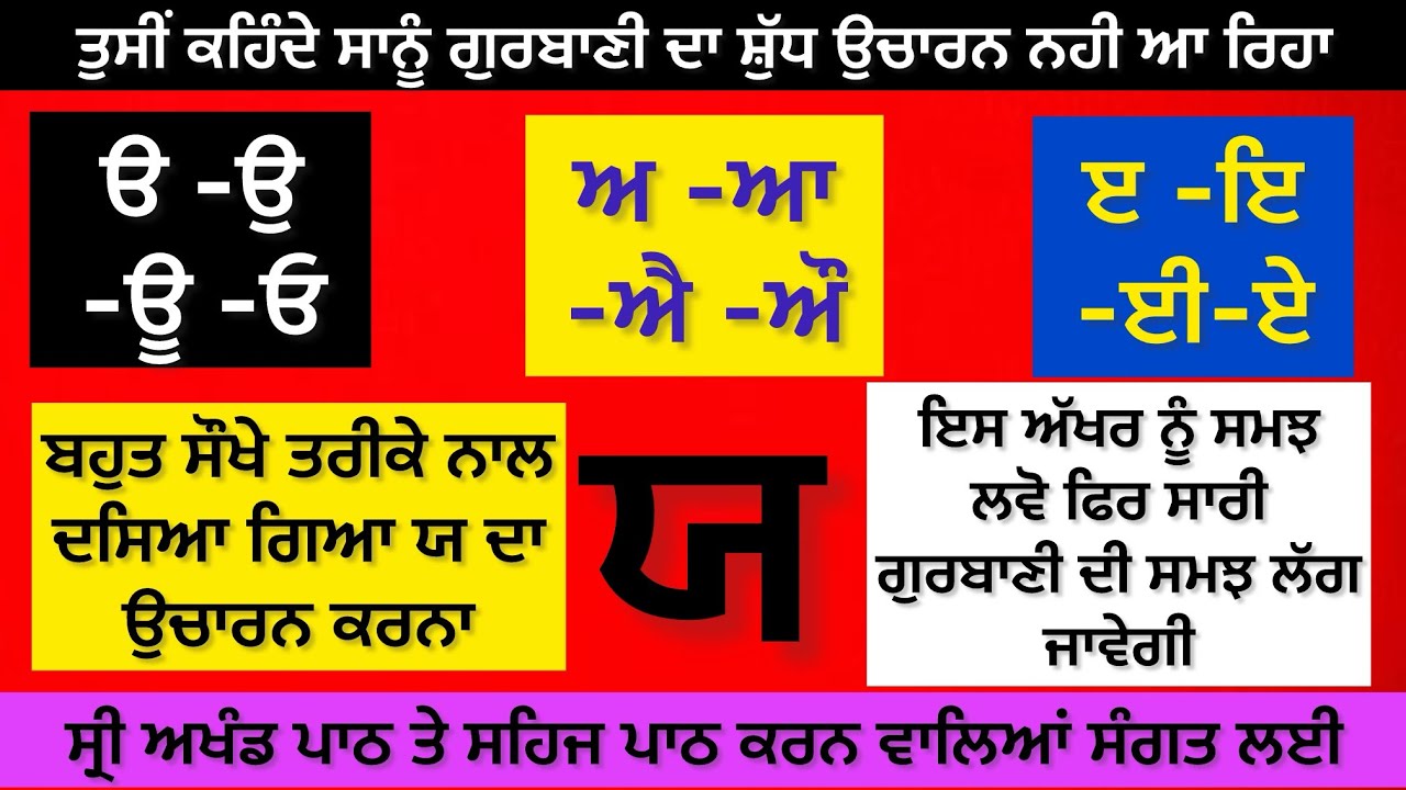 ਇਸ ਅੱਖਰਾਂ ਨੂੰ ਸਮਝ ਲਵੋ( ਯ ) ਸਾਰੀ ਗੁਰਬਾਣੀ ਦਾ ਉਚਾਰਨ ਆਪੇ ਸ਼ੁੱਧ ਹੋ ਜਾਵੇਗਾ /ਪਾਠ ਕਰਨ ਵਾਲੇ ਜਰੂਰ ਵੇਖੋ ਵੀਡੀਓ