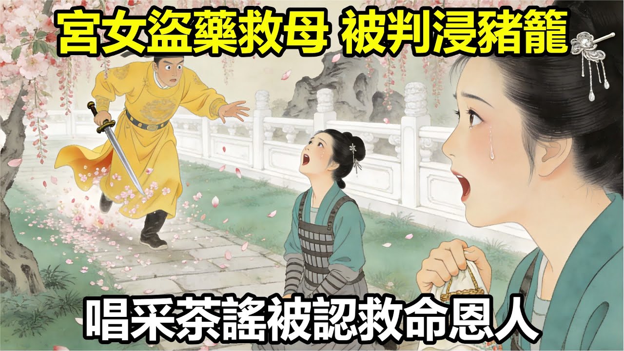 宮女爲救病母盜取禦藥，被判浸豬籠。行刑前她高唱亡母教的采茶謠，禦花園深處皇帝突然沖出：“這調子…是朕尋了二十年的救命恩人！”#民間故事 #故事頻道 #感人故事 #感人故事 #情感