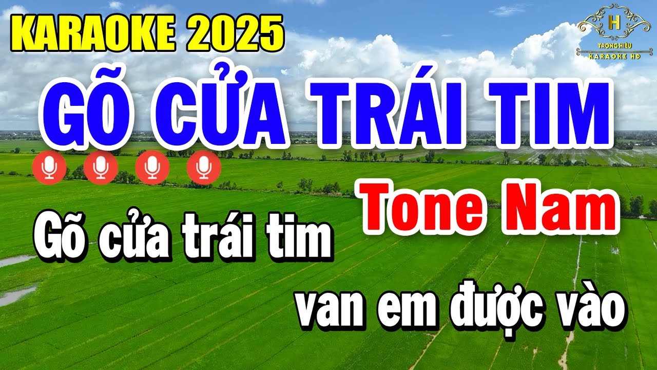 Gõ Cửa Trái Tim Karaoke Tone Nam ( Dm ) Nhạc Sống 2025 | Trọng Hiếu