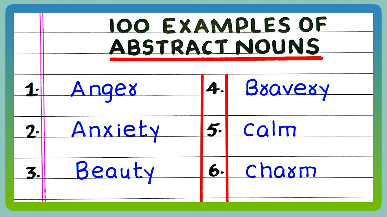 100 Abstract Noun | Abstract Nouns | Examples of Abstract Nouns