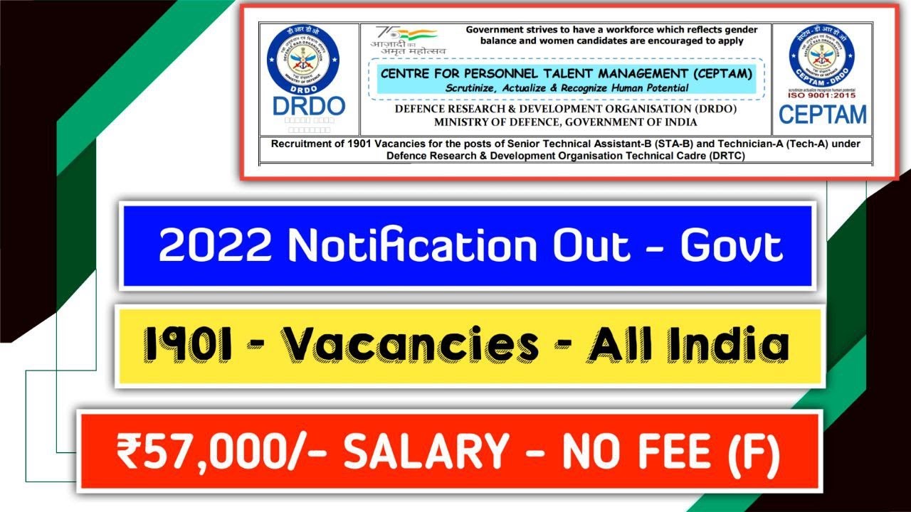 DRDO CEPTAM 2022 Notification Out