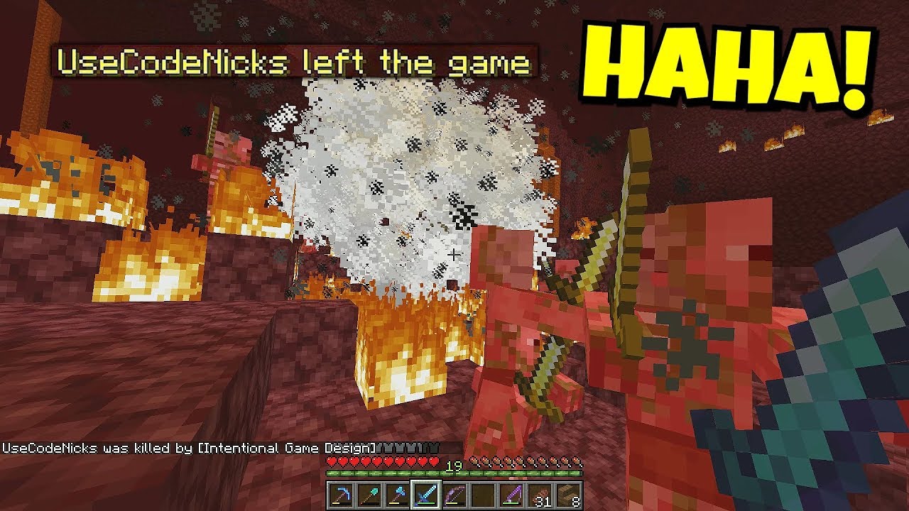 i pranked nicks to sleep in the nether... he quit the server :(