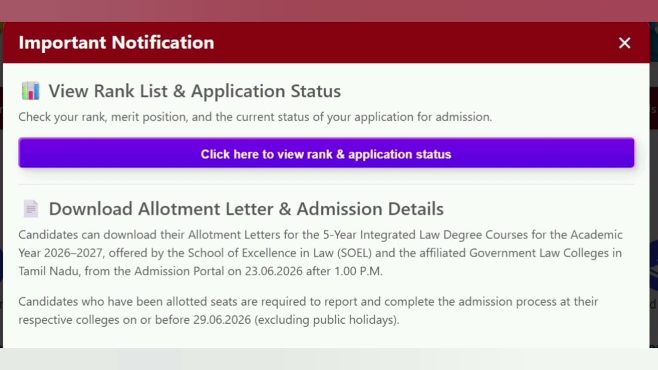 Allotment order will definitely be released today / 5-year law admission update 2026 #tndalu #adm...