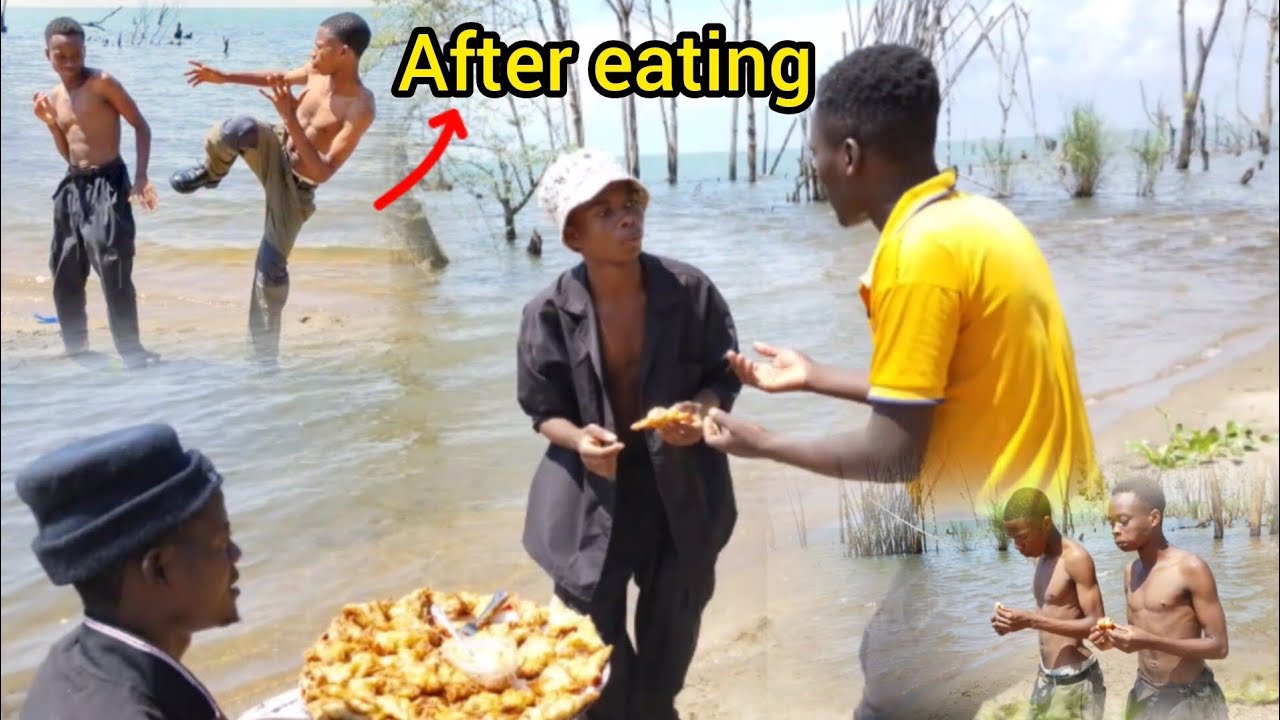 Enjoying life on beach: eating, playing, joking without problem 
