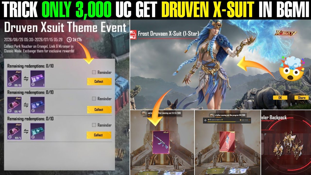 Trick Only 3,000 Uc Get Get Druvaen X-Suit | Bgmi 50,40,30 Uc Discount Voucher For X-Suit? 
